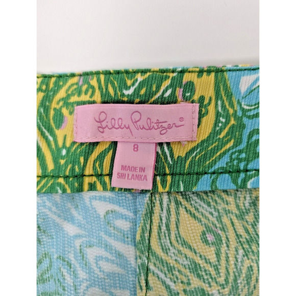 Lilly Pulitzer Deenie Shorts Green Blue Sundance Summer Beach Colorful Cotton 8 - Picture 4 of 10